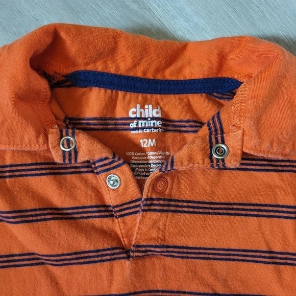 Child of Mine by Carters Orange Striped Dog Romper Size 12M - Picture 4 of 4